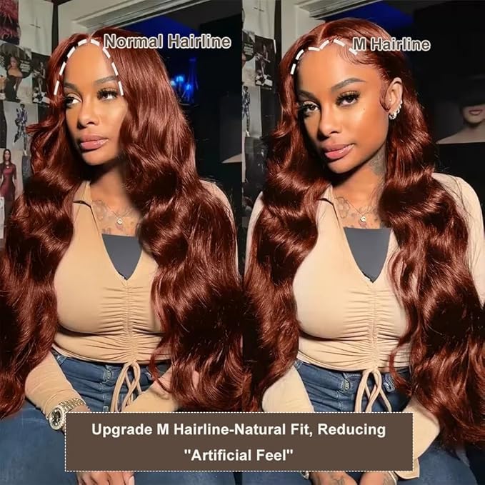 BVH 26 Inch Reddish Brown 13x6 Lace Front Wigs Human Hair Body Wave Wigs Human Hair 200 Density Hd Lace Frontal Wigs M Hairline 33# Brown Wigs (13x6 Reddish Brown Lace Front Wigs Human Hair, 26 Inch)