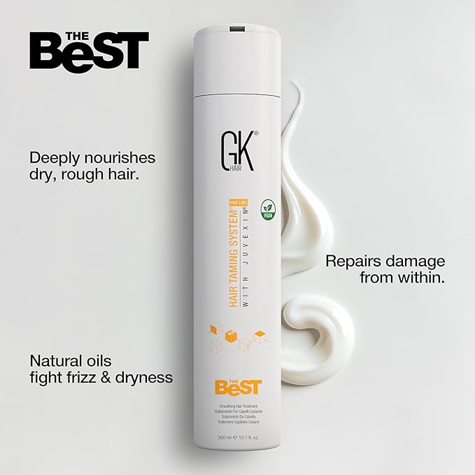 GK HAIR The Best Smoothing Keratin Treatment Professional Brazilian Blowout Complex for Silky Smooth & Frizz-Free Hair Temporary Straightening Long Lasting Shine -10.1 Fl Oz