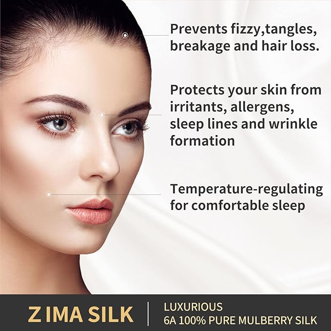 ZIMASILK 25 Momme 100% Pure Mulberry Silk Pillowcase for Hair and Skin Care, Highest Grade 6A Pillow Cases for Women, Long-Lasting Durablity, Gift for Women Men, 1Pc (Standard 20"x26", Ivory)