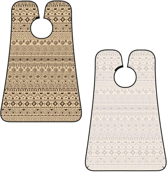 Beard Hair Catcher Bib, Waterproof Non-Stick Grooming Apron for Shaving Trimming, Perfect for Men Dad, Black Mud Beige and Brown Traditional Ethnic African Mudcloth White Abstract Boho Shave Bib
