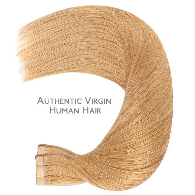 WENNALIFE Tape in Hair Extensions Human Hair, 40pcs 100g 24 inch Strawberry Blonde Hair Extensions Real Human Hair Straight Tape in Extensions Invisible Human Hair Extensions Reusable Real Hair