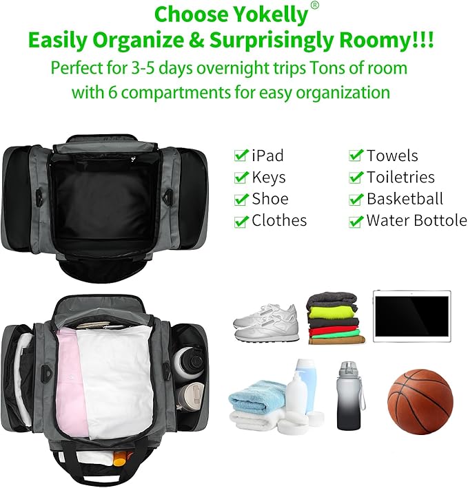 Sports Duffel Bag 20 inch for Travel Gym - Grey