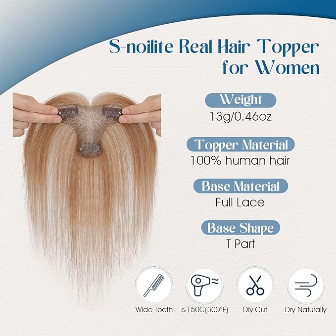 Hair Topper Human Hair Curtain Air Bangs Topper for Women,3.54x4.92 T-part Lace Base Topper Hair Piece for Daily Wear(Light Brown)