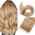Middle Brown to Dark Blonde Tape in Hair Extensions Human Hair,14 Inch Human Hair Tape in Extensions 20Pcs Tape Ins Human Hair Extensions for Women Seamless Tape in Hair Extensions Real Human Hair