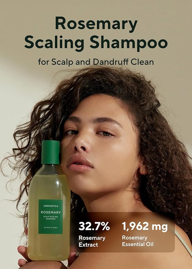 AROMATICA Rosemary Scalp Scaling Shampoo (2 packs) - Korean Hair Care with Thinning Hair Loss Natural Rosemary Essential Oil for Women Hair Growth - Free from Sulfate, Silicone, and Paraben (13.53 oz)