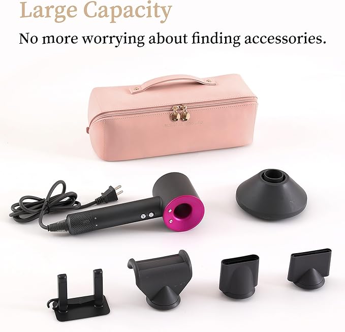 Travel Case Compatible with Dyson Airwrap Styler, Portable Supersonic Hair Dryer Travel Storage Bag, Waterproof Carrying Case Organizer for Shark Flexstyle and Attachments (Rose Pink)