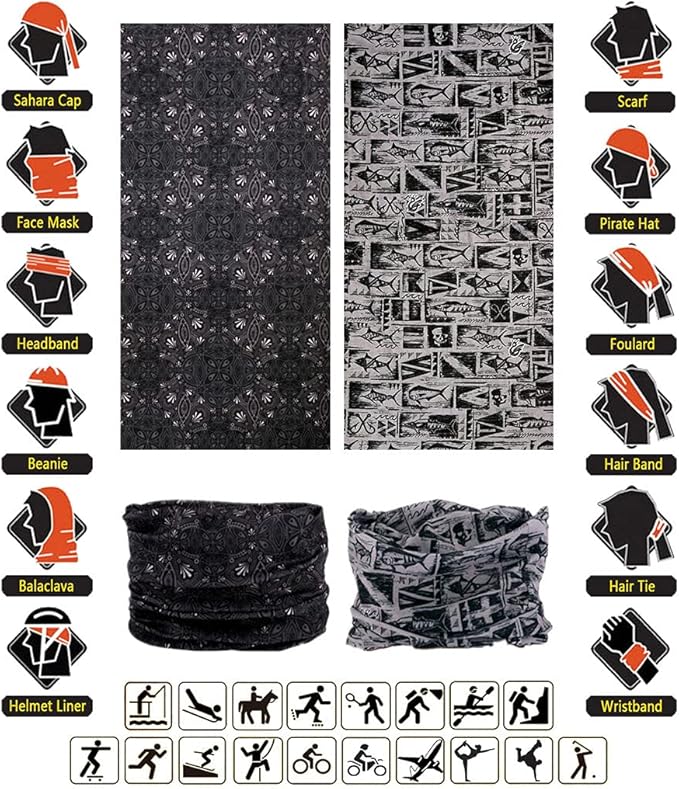 Headband Neck Gaiter Head Wrap Headwear Face Mask Magic Scarf Bandana for Men and Women