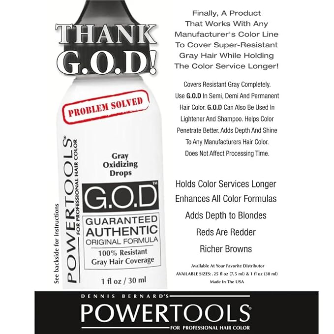 GOD, The Original Gray Oxidizing Drops | Guaranteed Authentic Original Formula l Mix Directly Into Formula For Guaranteed Grey Coverage (1 Fl Oz (Pack of 3))