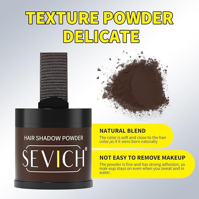 Sevich Hairline Powder 10g 2-Pack with Brush, Instantly Conceals Hair Loss & Thinning, 48H Waterproof Root Touch Up Powder, Natural Hair Shadow Toppers for Women & Men, 2 Box = 5 Boxes,Dark Brown