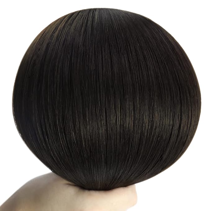 YoungSee Sew in Hair Extensions Real Human Hair Dark Brown Hair Extensions Sew in Darkest Brown Double Weft Human Hair Extensions Remy Hair 20Inch 100G