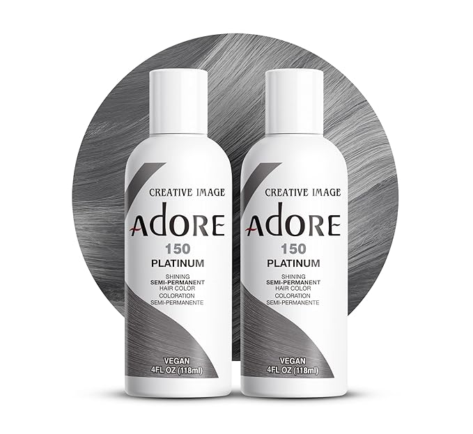 Adore Semi Permanent Hair Color (150 Platinum) | Vegan & Cruelty-Free Gray Hair Dye | No Ammonia, No Peroxide, No Alcohol | 4 Fl Oz Each (Pack of 2)