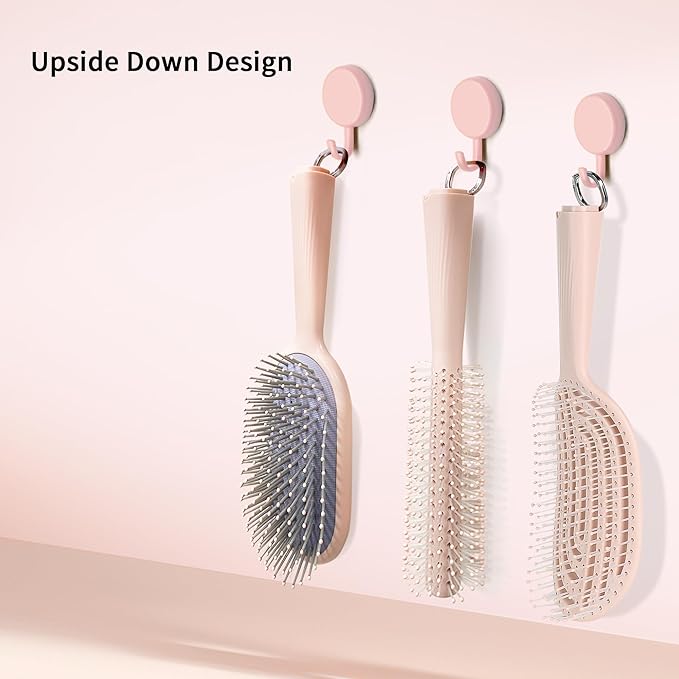 Hair Brush Set, Professional Styling Tools with Combs and Accessories, Pink, Gift Box Included (Pink Brush+Pink Comb)