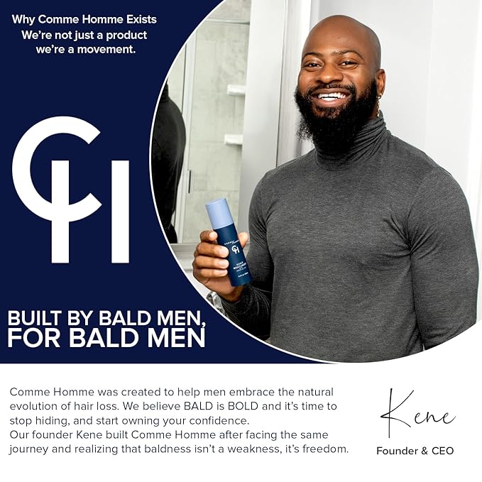 Comme Homme Ultimate Scalp Care Bundle for Bald Men | 3-Step Routine with Scalp Wash, Exfoliator & Moisturizer | Deep Cleanse, 24-Hour Moisture & Skin Protection | Free Toiletry Bag Included