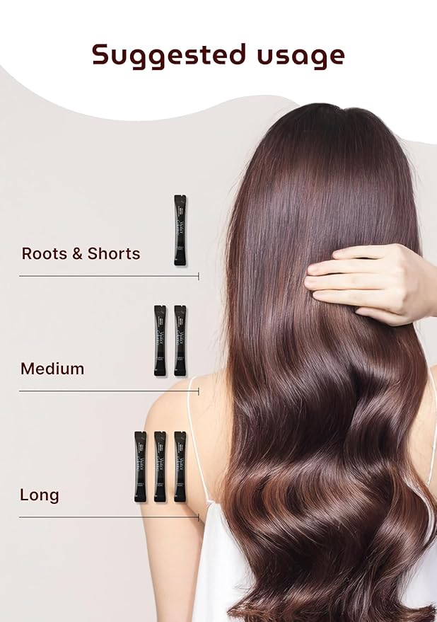 Korean Permanent Hair Dye, Powder Hair Color Kit, Wine Brown, Gray Hair Coverage, Plant-Based Formula, Easy Application for Roots, Short & Long Hair, Vegan, Just Mix with Water (3 Powder Packets)