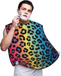 Beard Trimming Catcher Apron, Waterproof Non-Stick Grooming Bib for Shaving, Ideal for Men Dad Father’s Day, Rainbow Cheetah Skin Leopard Print Shave Bib