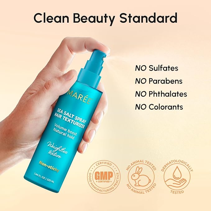 MAREE Sea Salt Spray for Hair – Texture Spray with Keratin, Vitamin B5 & Plant Proteins – Lightweight Non-Sticky Hair Texturizer for Women & Men – Sea Salt Hair Spray for Natural Volume & Beachy Waves