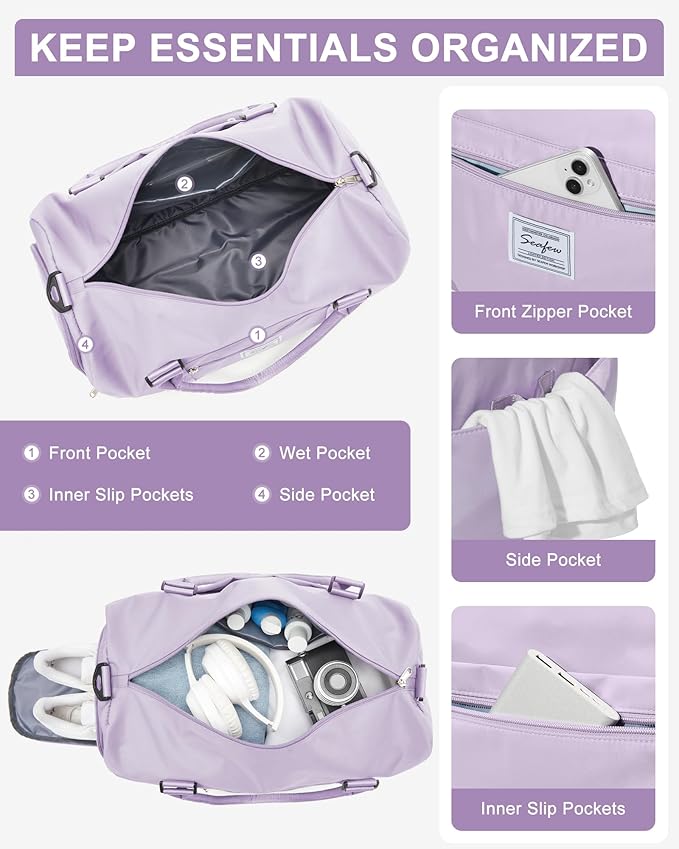 Gym Bag Womens,Travel Duffel Carry on Bag Sport Tote Bag Weekend Overnight Bag