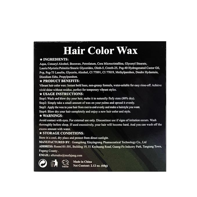 Black Hair Wax, Temporary Hair Color for Kids, Nourishing & Washable Hair Paint Wax for Women and Men 2.12 Oz.