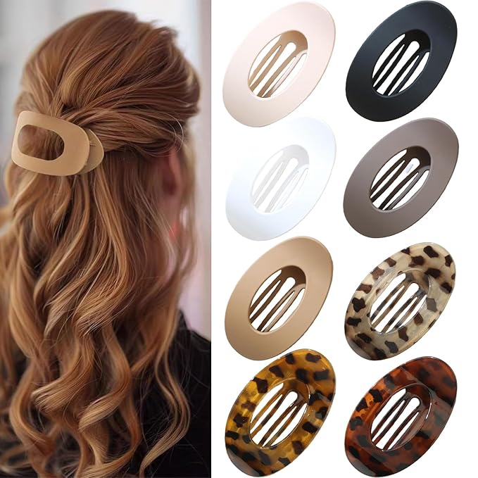 8 PCS Flat Hair Clips for Women, French Design Flat Hair Claw Clips, Strong Hold Matte Hair Barrettes for Women Thin Hair, Duck Billed Hair Clips for Daily Styling Christmas Gifts