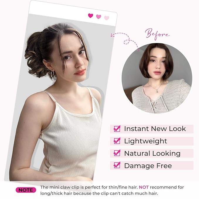 REECHO 9" Short Ponytail Extension, Classic Loose Curly Wavy Claw Clip Pony tails Hair Extensions HP001 Hairpieces for Women - Light Golden Brown