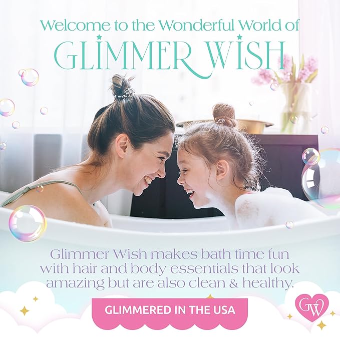 Glimmer Wish Mermaid Detangling Hair Brush for Kids - Anti Frizz and Anti Static - Soft and Long Bristles to Detangle With Ease - Gentle on Hair Kids Hair Brush