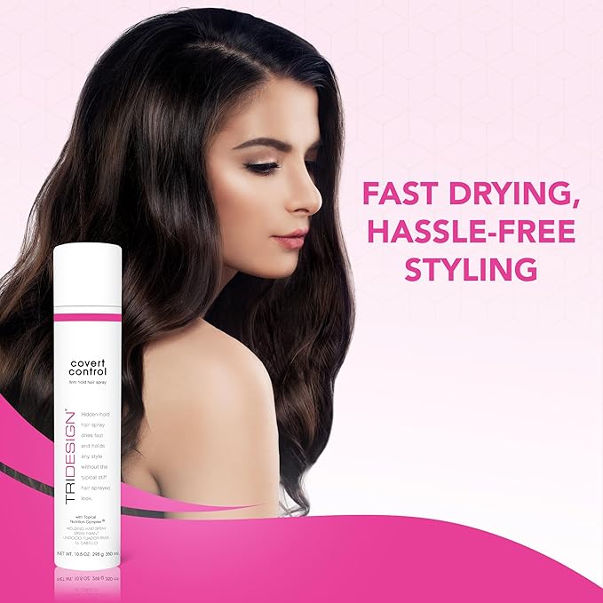 TRI Design Covert Control - Fast-Drying Hairspray for Women and Men, Strong Hold and Hair Setting, Provides Hidden Control, 10.5 Oz