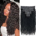 Seamless Curly Clip in Hair Extensions Real Human Hair Brazilian Virgin Human Hair Clip in Extensions 8Pcs Seamless Clip ins for Black Women with 18Clips PU Skin Weft 120g 26inch Natural Black