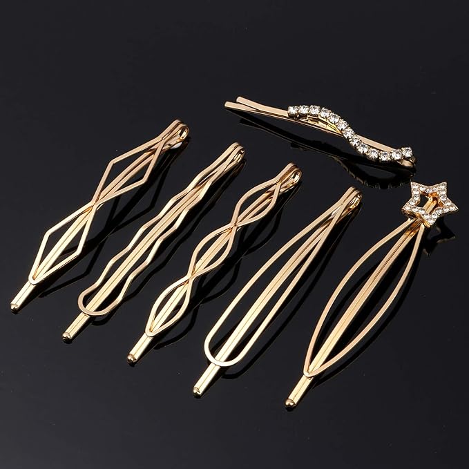 20 Pieces Elegant Hair Barrettes Bridal Golden Metal Hair Clip Artificial Pearl Hair Pins and Clear Rhinestone Bobby Pin for Weddings Hair Accessories