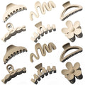 12 Pcs Claw Clips, Multi-Shapes Hair Clips for Women Girls, Non-Slip Large Jaw Claw Clips for Thick Thin Curly Hair Accessories (White + Beige)
