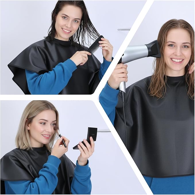 Makeup Cape Hair Dye Cape for Women, PU Waterproof Beauty Salon Short Smock, Professional Shampoo Capes for Hair Dye, Comb-out, Styling, Shampoo