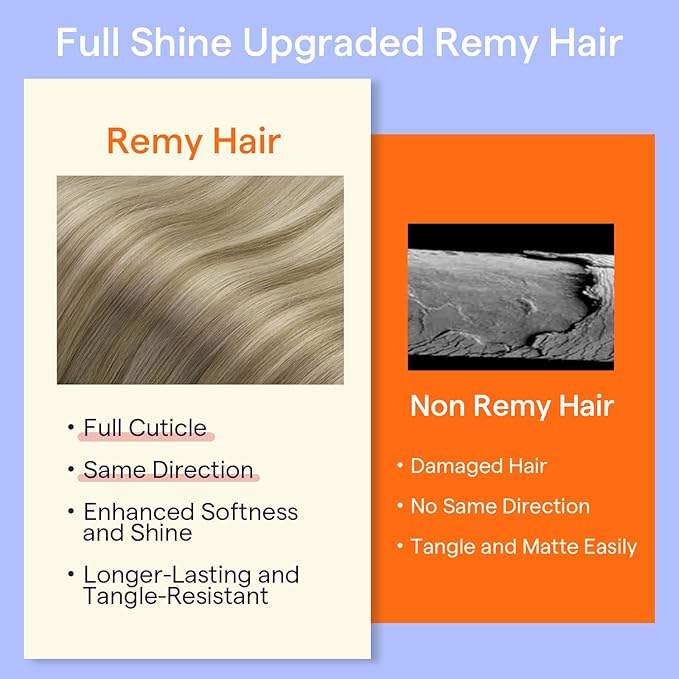 Full Shine Real Remy Hair Extensions Clip in Human Hair 22 Inch Ash Brown Mix Platinum Blonde Invisible Hairpiece for Women Balayage Clip in Extensions Straight 7 Pcs 120 G