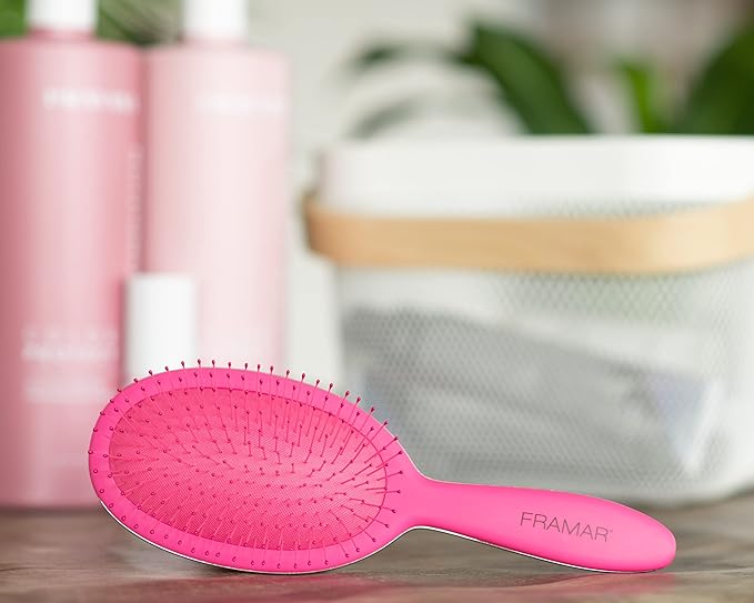 Framar Detangling Brush for Curly Hair – Hair Brushes for Women, Wet Hairbrush For Women, Hairbrushes, Pink Hair Brush Detangler, Reduces Breakage, Frizz and Static – Pink Brush