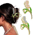 Large Multicolor Floral Metal Non-Slip Strong Hold Hair Jaw Clips and Butterfly Hair Accessories - Cute Headwear Gifts for Women (2Pcs)