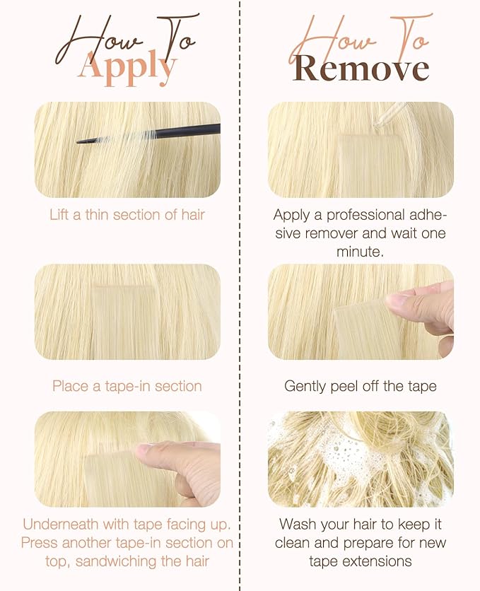 GOO GOO Invisi Edge Tape in Hair Extensions Human Hair, 18AT60A Pearl Ash Blonde Highlights 20pcs 20inch 50g, Virgin Remy Hair, Seamless Injected Tape, Natural Look