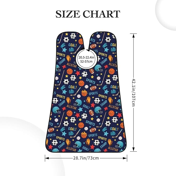 No-Slip Shaving Bib, Beard Grooming Apron with Strong Suction Cups, Ice Hockey Ball Soccer Basketball Baseball Football Sport