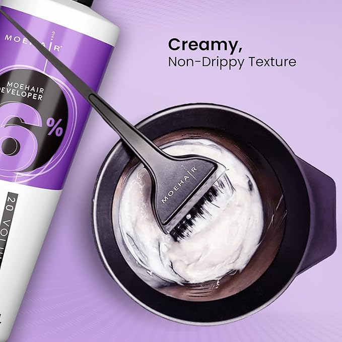 MOEHAIR Hair Color Developer 6% Hydrogen Peroxide | 20 Volume Cream Developer for Hair Coloring and Bleaching | Suitable for Covering Grays | Salon-Grade | Paraben-Free - 32 Fl. Oz (Pack of 2)