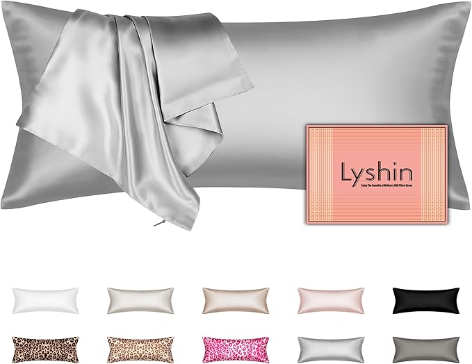 Silk Body Pillow Cover with Zipper, Mulberry Silk Pillow Cases Body Size Ultra Smooth and Soft Breathable Cooling Silk Satin Body Pillowcase for Hair and Skin (20x54 Inches, 1 Pack)