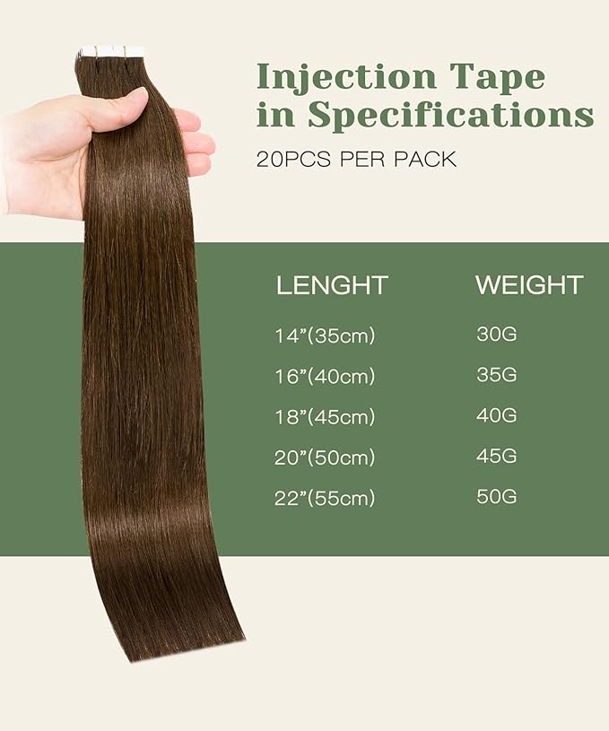 SURNEL Injected Tape in Hair Extensions 14 Inch #4 Chocolate Brown Upgraded Seamless Remy Invisible Tape in Extensions 20 Pcs 30g(#4,14)
