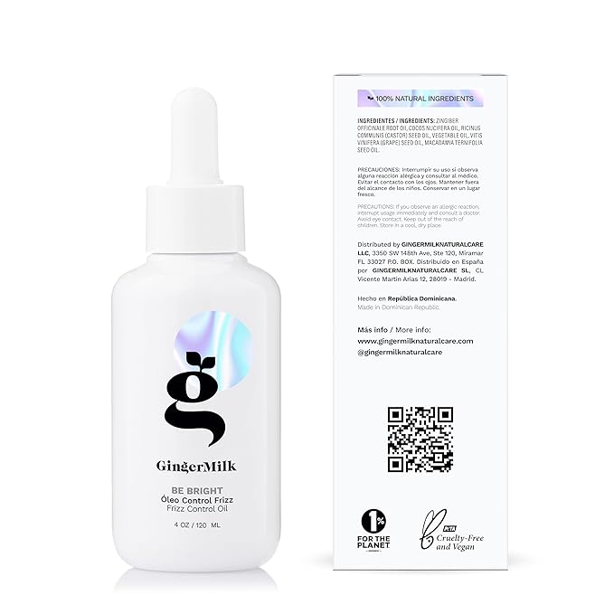 Anti-Frizz Hair Oil with Ginger, Argan & Castor hair oil for frizzy hair | Seals split ends, Strengthens the hair structure and adds shine for all hair types Nourishes & Repairs by Ginger Milk