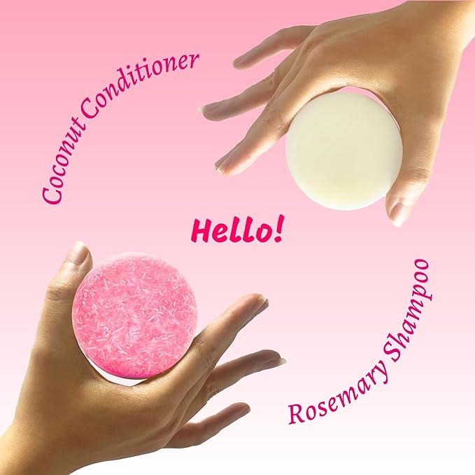 Muun Rosemary Shampoo and Conditioner Bar - Strengthening & Volumizing Solid Soap Bars, Clarifying Shampoo For Oily Hair & Scalp, pH Balanced, Sulfate & Silicone Free