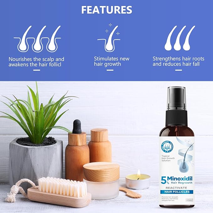Minoxidil for Men, 5% Hair Growth Serum for Men And Women Combat Hair Loss and Thinning, Supports Thicker and Fuller Hair & Beard, 60ml