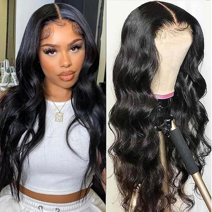 13X6 Body Wave HD Lace Front Human Hair Wigs with Baby Hair for Black Women Pre Plucked Brazilian Virgin Wavy Curly Wig 220% Density Natural Color 14 Inch