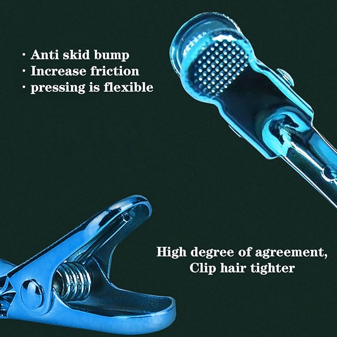 12 Pcs Metal Duckbill Hair Clips for Hair Sectioning Alligator Hair Clips for Styling Dividing Duck Bill Clips with Anti-Slip Holes Salon Barber Styling Tools