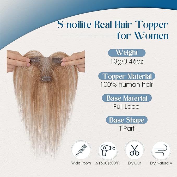 Hair Topper with Side Bangs Human Hair Curtain Bangs Topper for Women,3.54x4.92 T-part Lace Base Real Human Hair Topper Hair Piece for Daily Wear(Side Bangs,Light Brown)