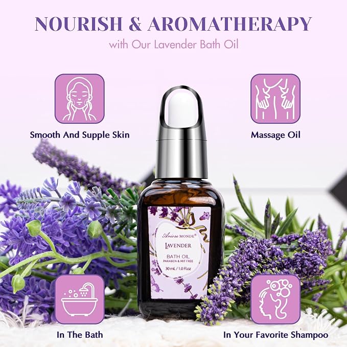 Bath Gift Baskets for Women, Lavender Relaxing Spa Gifts, Bath Spa Gift Basket for Women, Self Care Gifts, Care Package, Home Spa Products, Birthday Gifts , Gifts for her