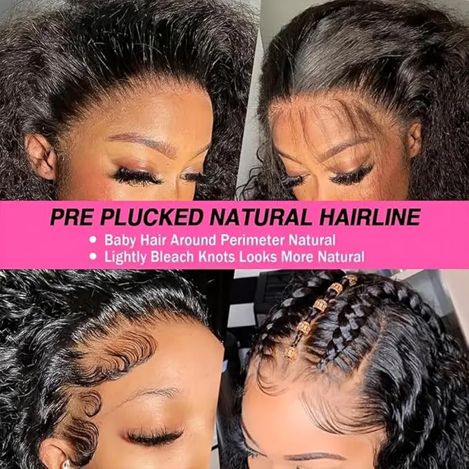 40 Inch 13x6 Deep Wave Lace Front Wigs Human Hair Pre Plucked 250% Density 13x6 HD Transparent Lace Frontal Wigs Human Hair Glueless Deep Curly Human Hair Wigs For Women Natural Color