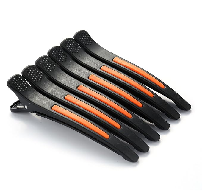 6Pcs/set Pinup Plastic Duck Bill Hair Clips for Sectioning Hair - Professional Non Slip Silicone band Clips Salon DIY Accessories Hairpins Hairgrip for Women(Blcak-Style2)