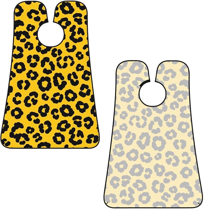 Men's Beard Maintenance Apron, Waterproof & Easy Clean, Animal Skin Cheetah Leopard Leather Print Yellow
