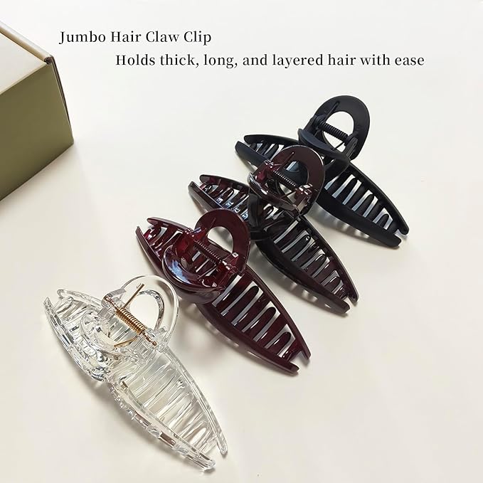 5 Inch Extra Large Claw Clips, 13 cm No Slip Jumbo No Slip XL Hair Clips for Thick Long Curly Hair, Big Hair Claw Clips, 4 Pack