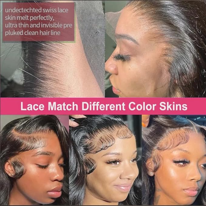 Body Wave Lace Front Wigs Human Hair 200 Density 24Inch 13x6 Body Wave Frontal Wigs Human Hair with Baby Hair Natural Hairline Natural Black